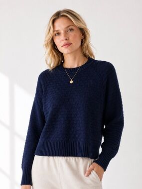 Lululemon Texture Play Crew Sweater Night Sea Blue XS/S Cashlu Knit